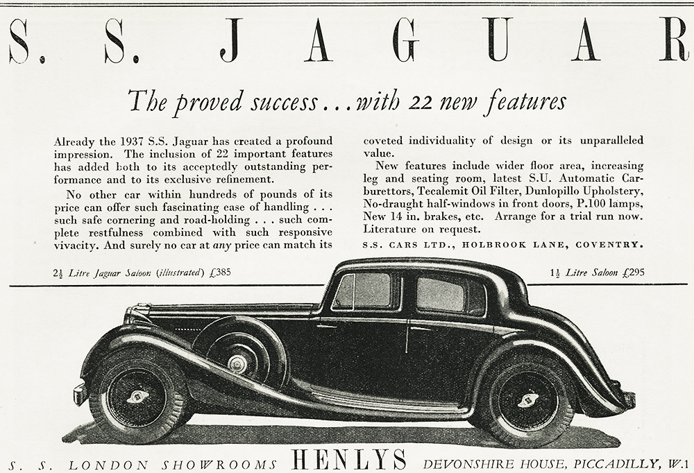 1937 Jaguar Brochure Page 1